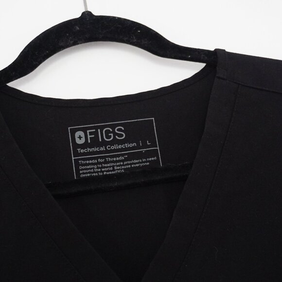 Figs Women's Catarina One-Pocket Scrub Top Black L - Picture 3 of 5